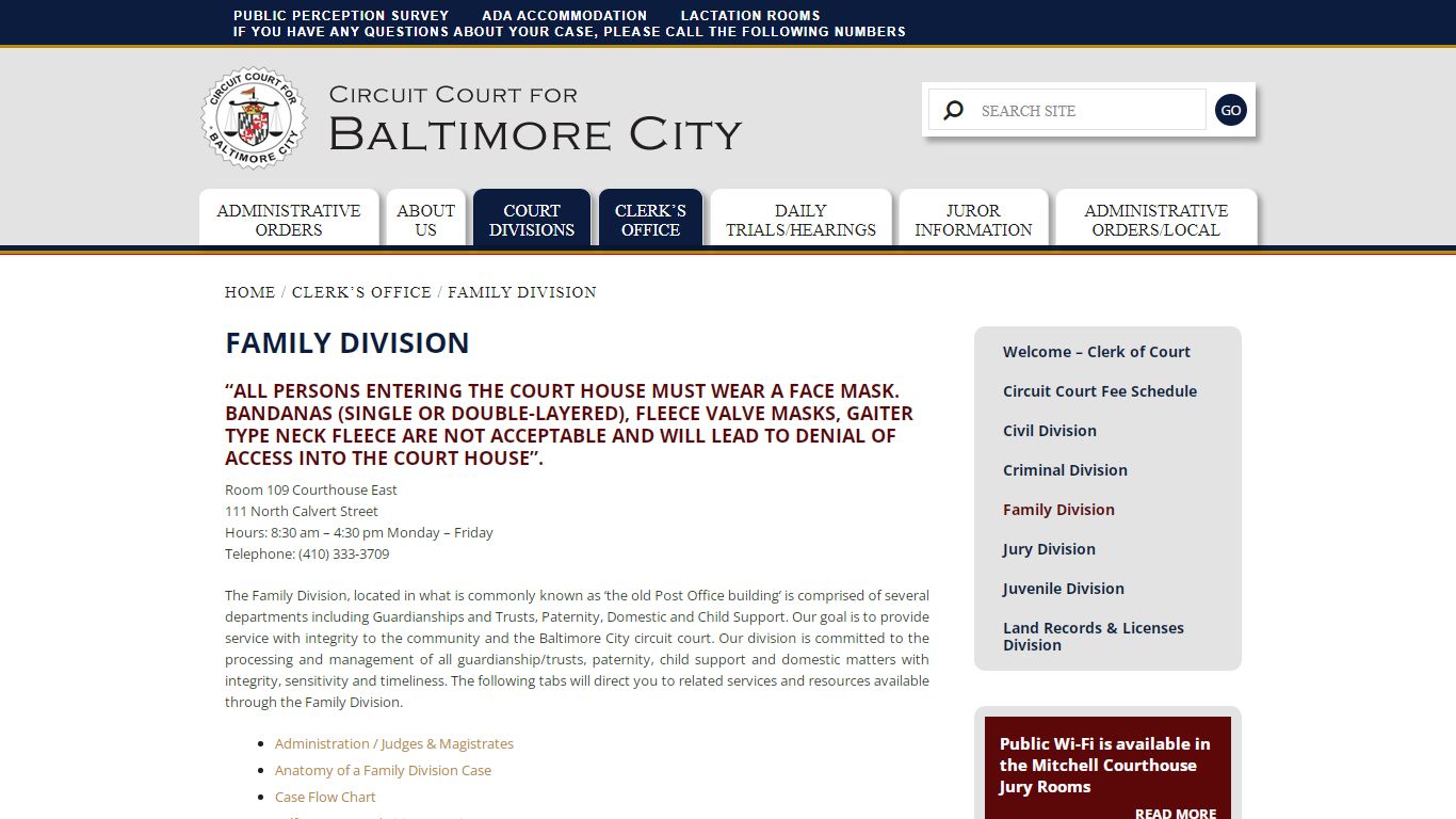 Family Division – Circuit Court For Baltimore City